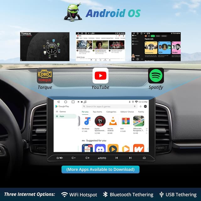 Detalle 2 de ATOTOEXCEL A5L 10,1 Android Doppel-DIN Autoradio