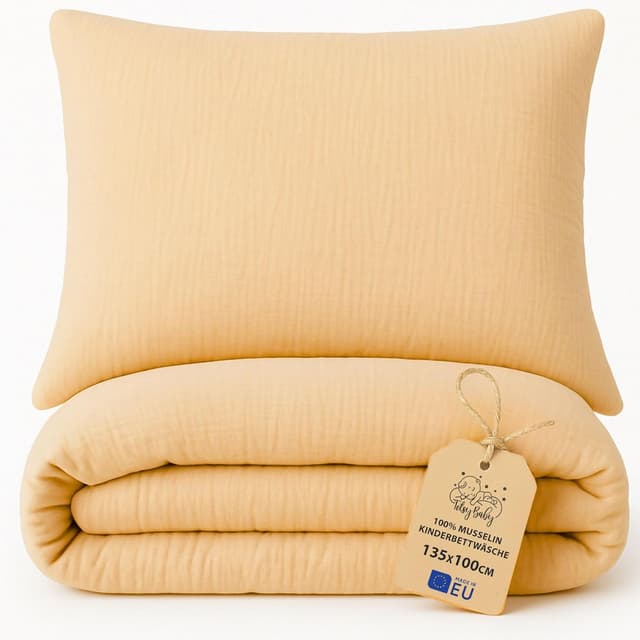 Detalle 2 de Musselin Bettwäsche Kinderbettwäsche 100x135cm - Baby Musselin-Bettwäsche Set aus Kinder Kissenbezug 40x60 cm und Kinderbettdecke Bezug 100 x 135 cm Baumwolle Babybettwäsche Oeko-Tex-Zertifikat
Musselin Bettwäsche Kinderbettwäsche 100x13…