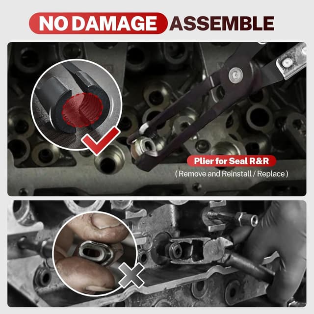 Detalle de BILITOOLS Compresseur de ressort de soupape – kit 13 outils avec pince à joint de tige et rodoirs