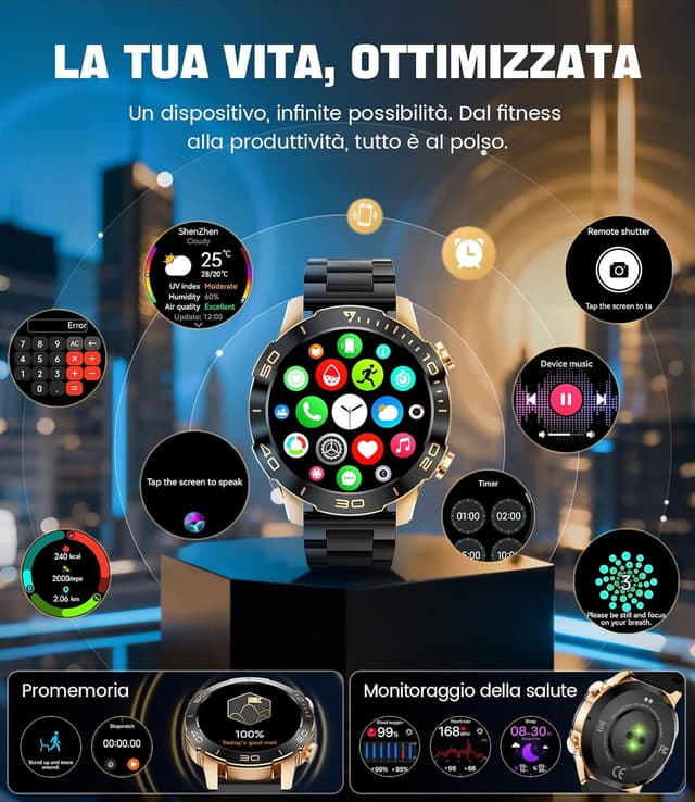Thumbnail 6 de DREMAC Smartwatch da uomo elegante con chiamata Bluetooth e schermo AMOLED da 1,43” (IP68)