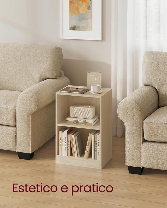 Detalle 2 de VASAGLE CUSTOS Collezione set da 2 comodini con scomparti aperti e ripiano regolabile LET866LA01 beige travertino