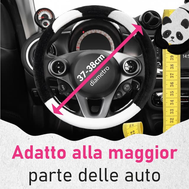 Thumbnail 4 de Upgrade4cars Coprivolante 37-39 cm peloso nero-bianco