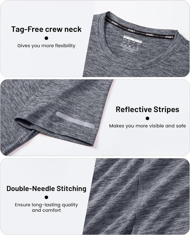 Detalle 2 de MAGCOMSEN men’s quick-dry gym & running t-shirt (polyester, breathable, 4-way stretch)