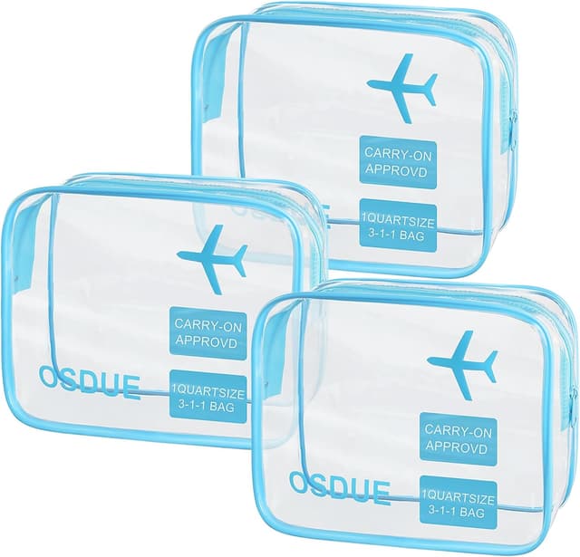 Detalle de OSDUE Kit Viaggio Liquidi da valigia con 3 borse trasparenti TSA (3-1-1)