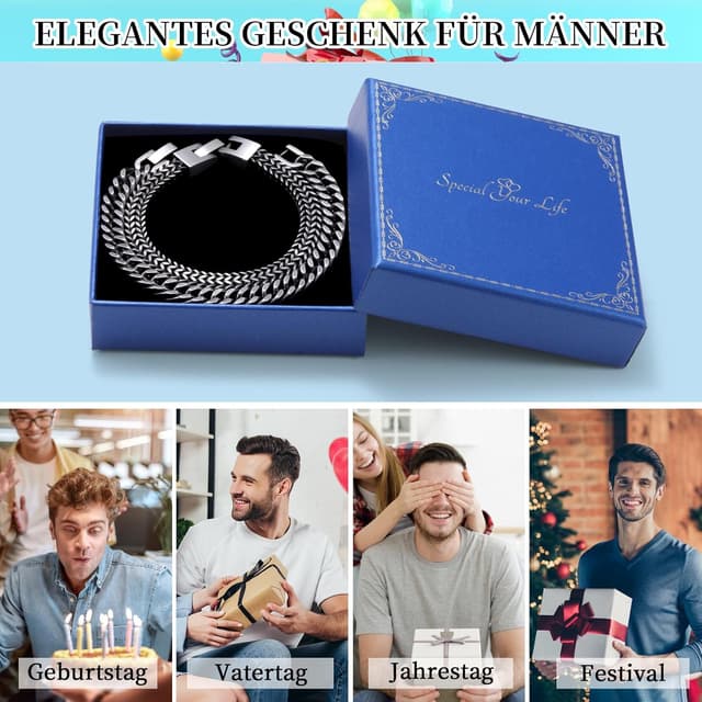 Thumbnail 6 de Edelstahl Panzerkette Herrenarmband 8 mm