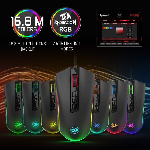Detalle 2 de Redragon M711 wired gaming mouse with 10,000 DPI and customisable RGB lighting