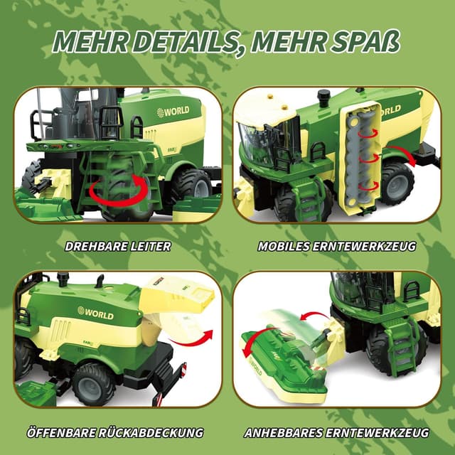 Detalle 2 de PENGBU RC Falciatrice / mietitrebbia radiocomandata con 2,4 GHz, luci, suoni e spray