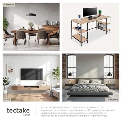 Thumbnail 6 de tectake® Mesa Comedor Industrial de Madera Clara