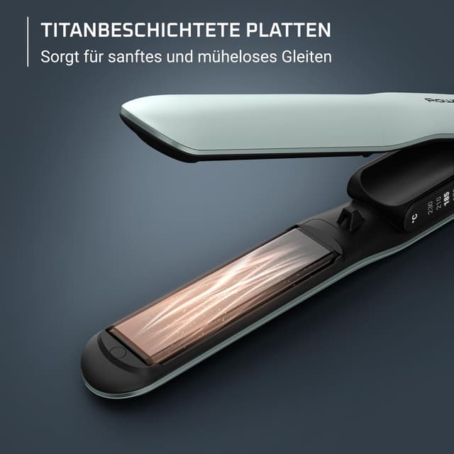 Detalle de Rowenta Thermoglide Haarglätter Titanium-Beschichtung SF5120E0 – 5 Temperaturstufen für glattes Styling