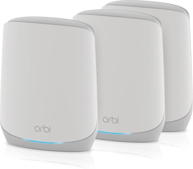 Detalle de NETGEAR Orbi Mesh WiFi 6 System (RBK763S) with 2 extenders – covers up to 6,000 sq ft