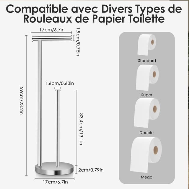 Thumbnail 5 de Porte Papier Toilette sur Pied Antirouille