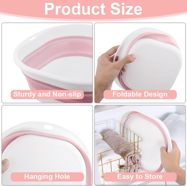 Thumbnail 2 de flintronic 3.5L Collapsible Washing Up Bowl (Pink) – folding silicone-style wash basin for camping and travel
