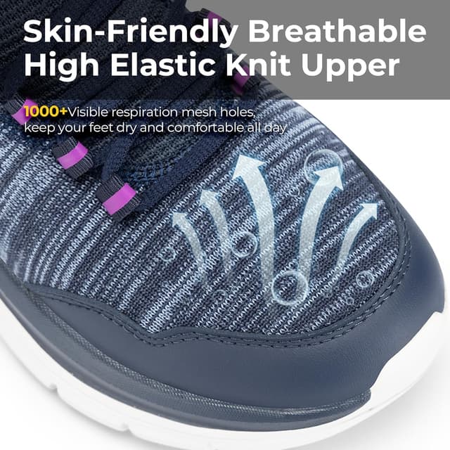 Detalle de FitVille Chaussures de marche femme pieds larges à enfiler (sneakers fitness) — confort dès la sortie de la boîte