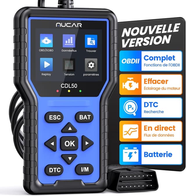Detalle de Valise Diagnostic Auto MUCAR CDL50 OBD2 : lecteur de codes et effacement des défauts moteur