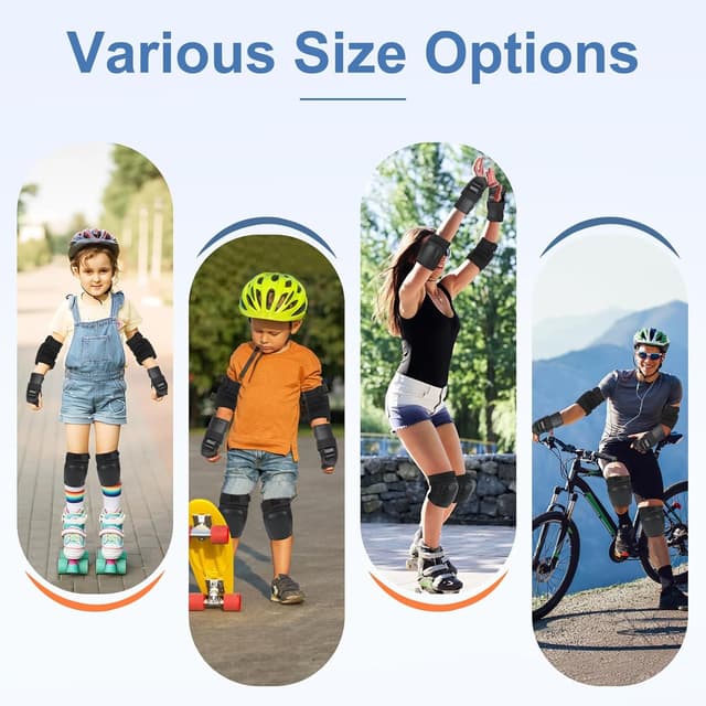 Detalle de BURSUNLY Knieschoner-Set für Kinder & Erwachsene inkl. Ellbogen- und Handgelenkschützern