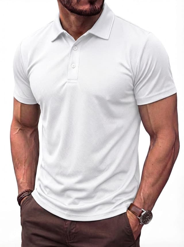 Detalle de TACVASEN Herren Poloshirt Kurzarm – schnelltrocknend, atmungsaktiv und für Sport & Freizeit