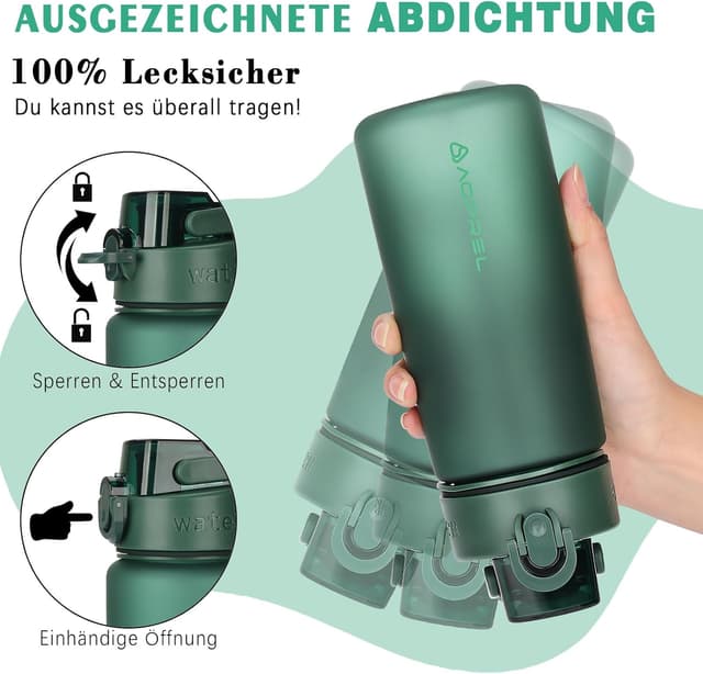 Detalle de AOPREL Trinkflasche 600 ml aus BPA-freiem Tritan – auslaufsicher für Sport, Schule & Büro