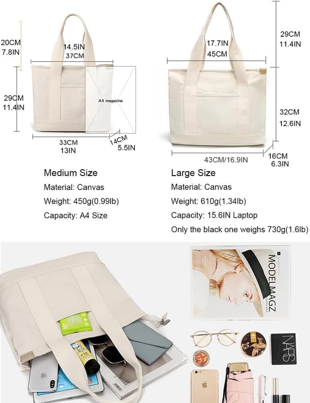 Detalle 2 de zhongningyifeng Women’s Canvas Tote Bag with Top Handle – Large Capacity Shopping & Work Bag