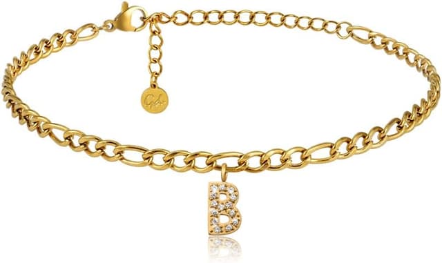 Detalle de Cavigliera GD GOOD.designs “d’oro” con iniziali impermeabili, placcata 18 carati e regolabile 22–27 cm