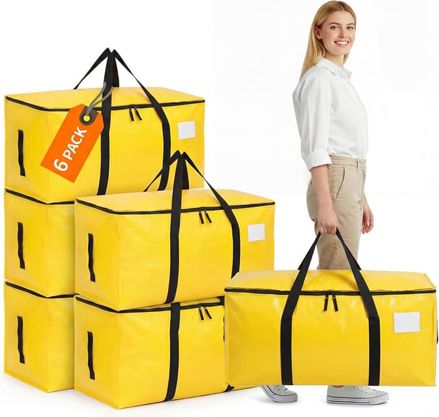 Detalle de 6 Pack 90L Moving Bags and Storage Bags with Reinforced Bottom & Wrap-Around Handles