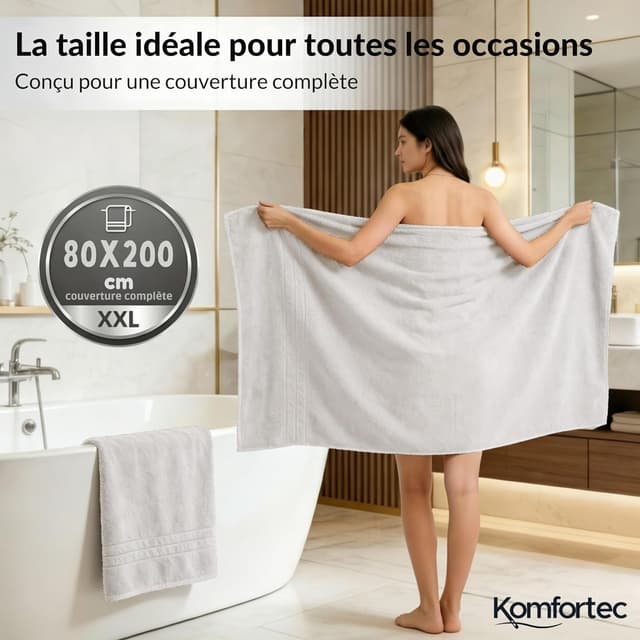 Detalle 2 de Komfortec Serviettes de Sauna 80 x 200 cm đź§–