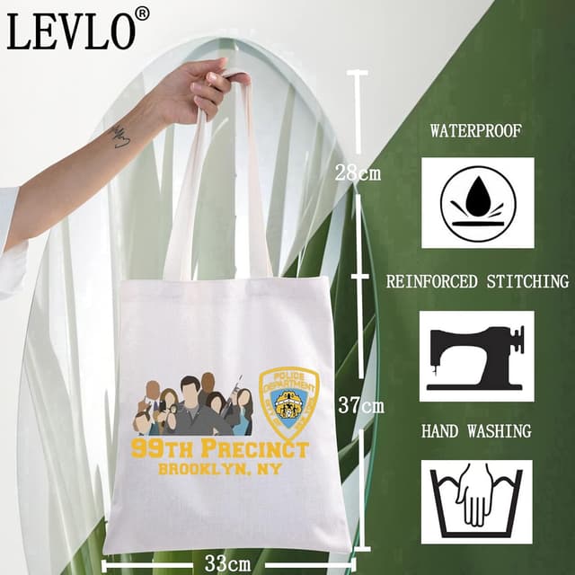 Detalle 2 de LEVLO 99th Precinct TV show cosmetic make-up bag (L) – cotton canvas zipper pouch