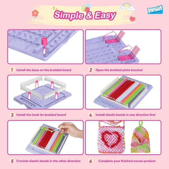 Detalle 2 de Kit 3 in 1 da 400 pezzi con telaio per tessitura: braccialetti dell’amicizia e scatola portaoggetti