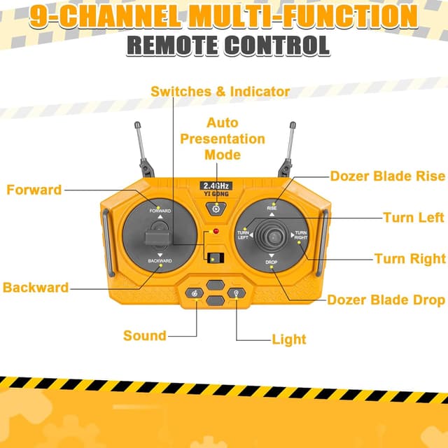 Thumbnail 4 de RC Bulldozer 9-Kanäle 2,4 GHz mit Licht