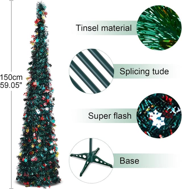 Thumbnail 1 de Warmiehomy 5ft glittering collapsible Christmas tree ๐