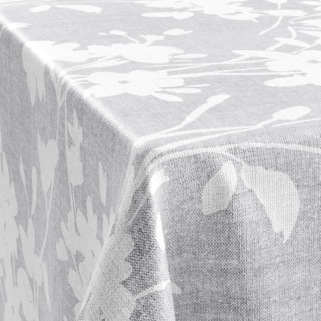 Detalle de LILENO HOME nappe lavable au mètre 200 x 140 cm en toile cirée imperméable à motif feuilles et vignes grises
