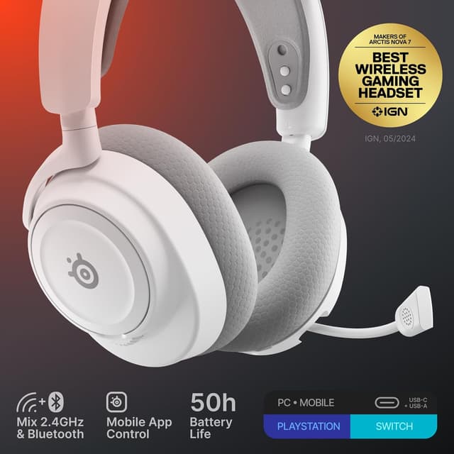 Detalle 2 de SteelSeries Arctis Nova 7 Wireless Gen 2 Wireless Gaming Headset (White)