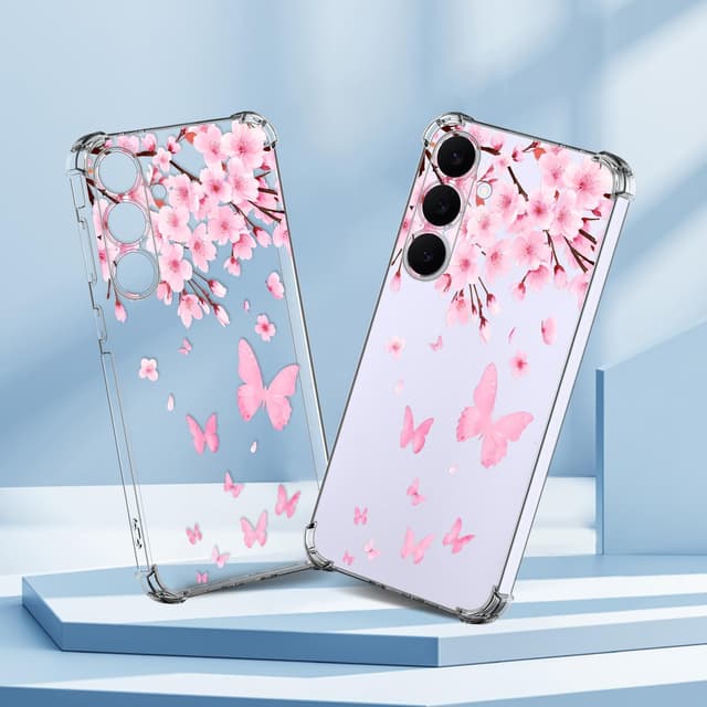 Thumbnail 6 de HopMore Transparente Handyhülle für Samsung Galaxy S25 FE 5G – Kirschblüte Motiv, stoßfestes TPU/Silikon Clear Case