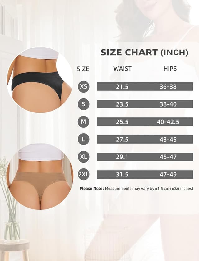 Thumbnail 6 de VOENXE Nahtloser String Tanga Damen mit breitem Bund – 5er Pack High-Waist Sport Seamless Slip