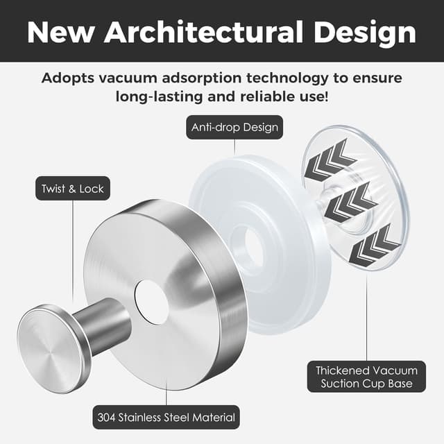 Thumbnail 1 de WingWider Shower Hooks 4-Pack for Glass