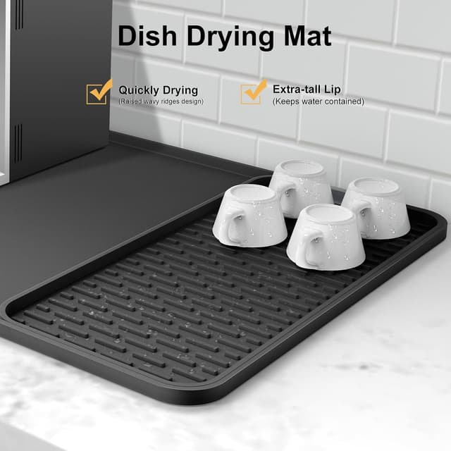 Detalle de Silicone Coffee Mat (24''x16'') with Detachable Dish Drying Mat