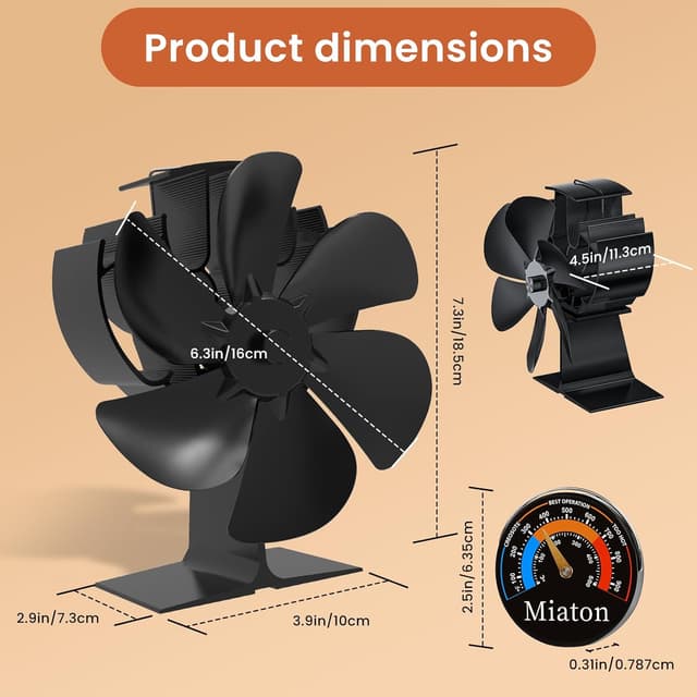 Thumbnail 6 de Miaton Log Burner Fan 6-Blade