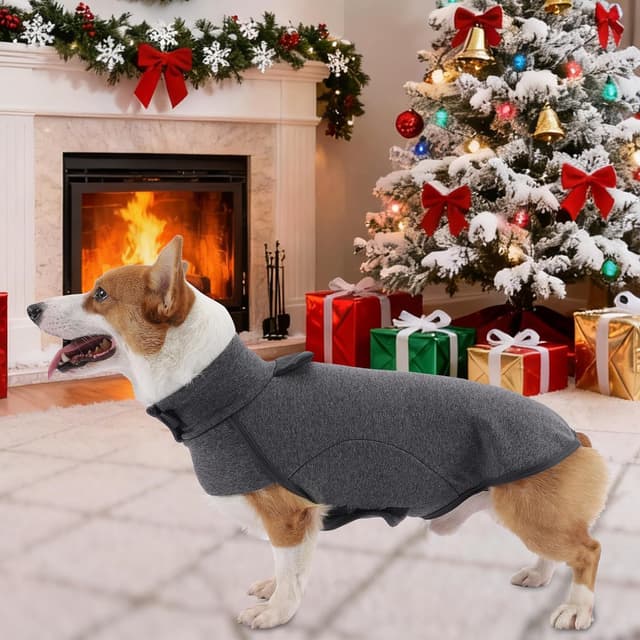 Detalle 2 de Leberna Dog Jumper Fleece Vest Sweater (Grey, S) – warm & lightweight pullover for small to medium dogs