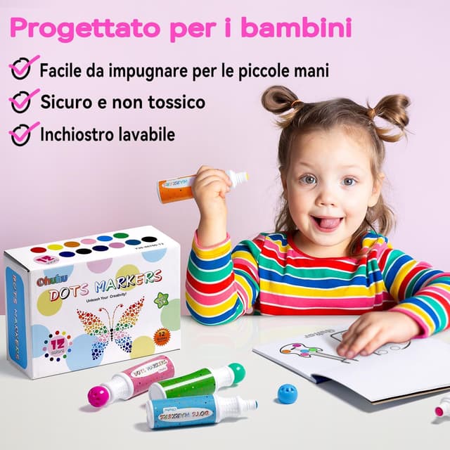 Detalle de Ohuhu Pennarelli per bambini 12 colori