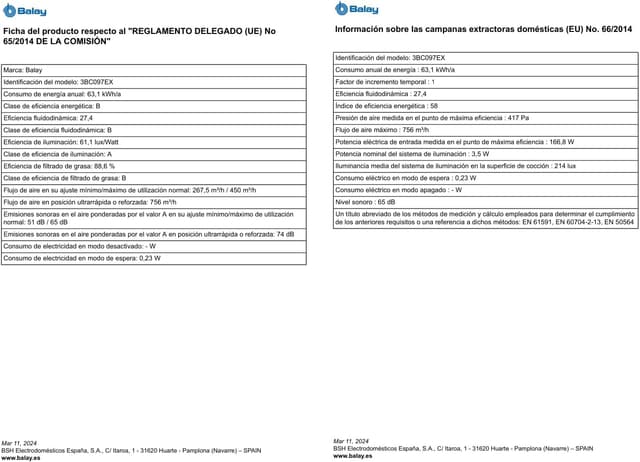 Thumbnail 10 de Balay 3BC097EX - Campana Extractora Pared 90 cm con LED