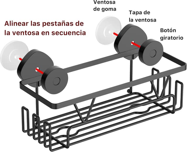Thumbnail 4 de Kegii Estantería Ducha Telescópica 4 Cestas Negro