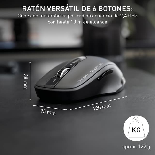 Detalle de CHERRY MW 2310 2.0 🖱️ Ratón Inalámbrico con 6 Botones