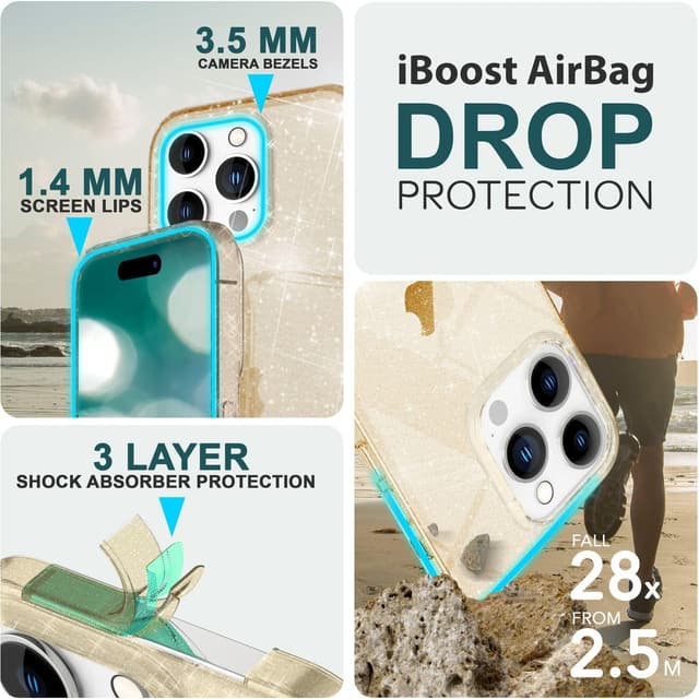 Thumbnail 1 de NALIA Glitzerhülle iPhone 15 Pro Max Gold