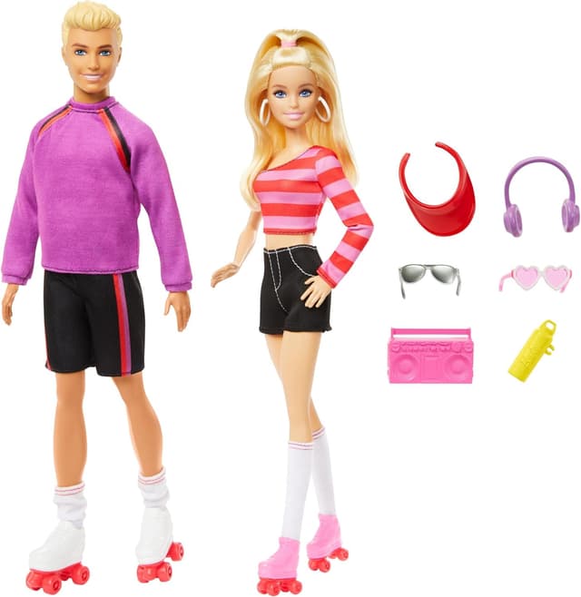 Detalle 1 de Barbie Fashionistas Patinadores: Barbie y Ken con accesorios 🛼