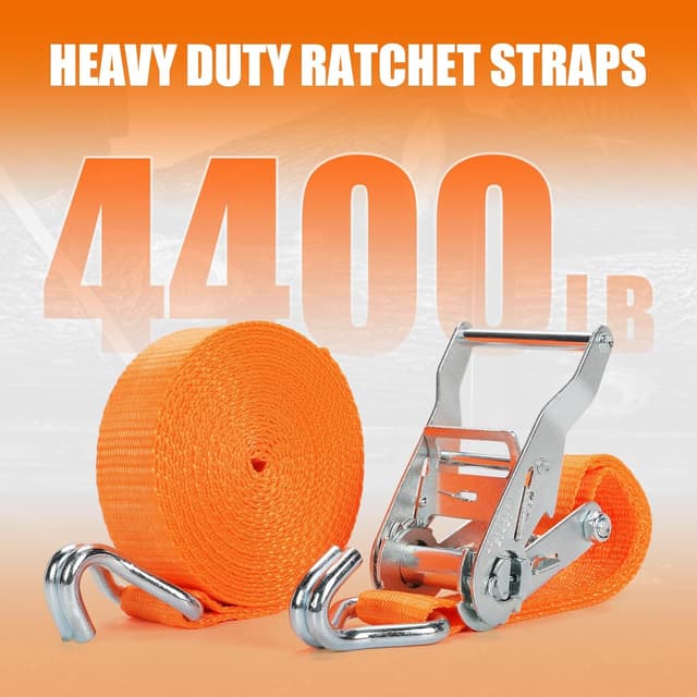 Detalle de IAZZCO 2 x 2000KG Ratchet Straps with Hooks (6m x 40mm) — heavy-duty tie downs for motorcycles, cars, trailers and more