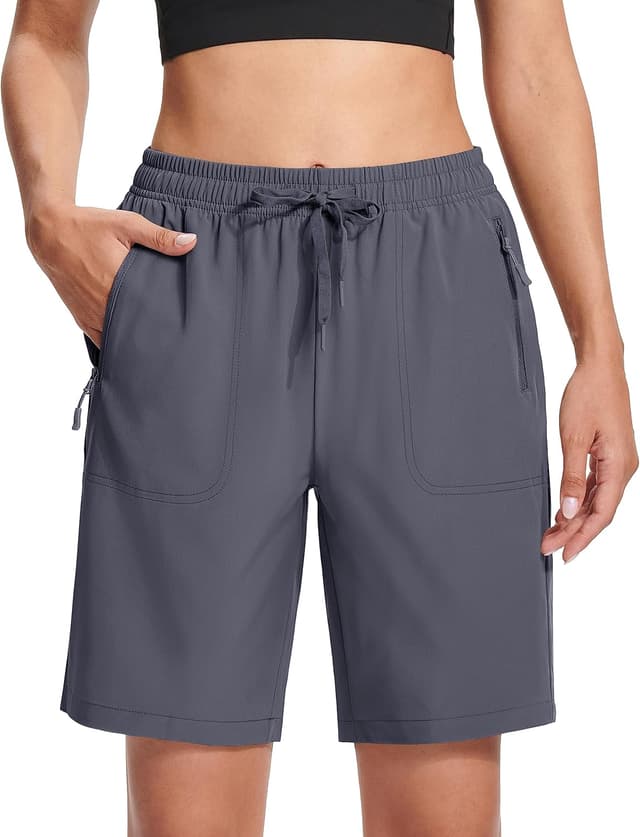 Detalle de MAGCOMSEN Women’s Lightweight Hiking Shorts (8") with Quick-Dry, Water-Resistant Finish & 3 Zipper Pockets