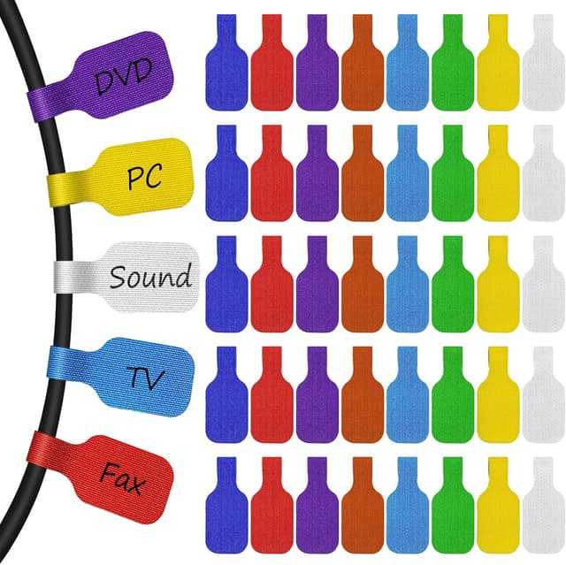 Detalle de Farnirvana set di 56 etichette per cavi multicolori in nylon (riutilizzabili e scrivibili)