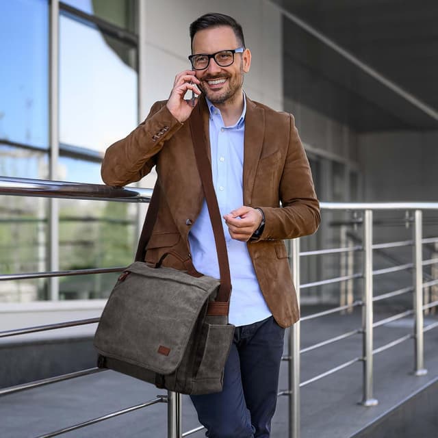 Detalle 2 de S-ZONE Homme sac à bandoulière 17,3 pouces (toile) pour ordinateur portable et documents de travail