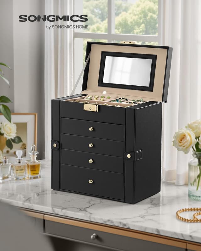 Detalle 2 de SONGMICS joyero de 5 niveles con cerradura