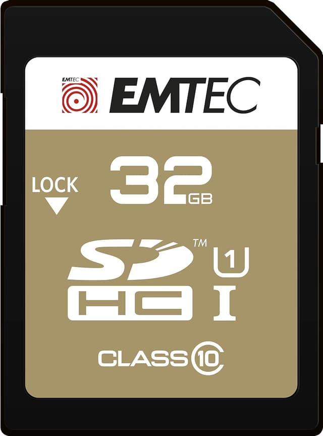 Detalle de Emtec 32 GB Class 10 Gold SDHC Speicherkarte (Klasse 10, bis zu 90 MB/s) – für Kamera & HD-Camcorder