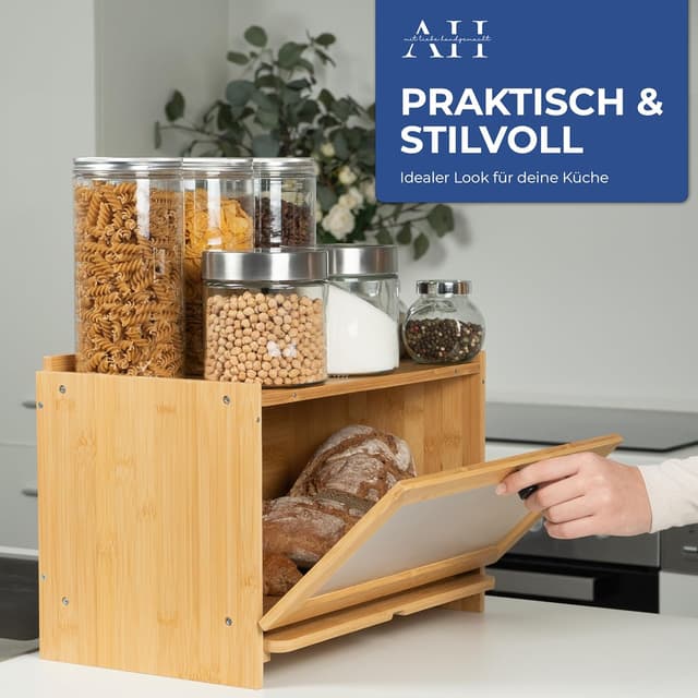 Thumbnail 5 de AH Bambus Brotkasten mit Schneidebrett